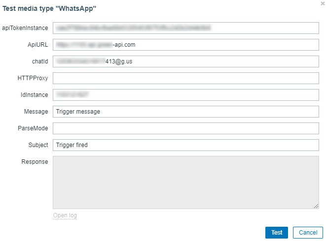 Message from Zabbix to WhatsApp