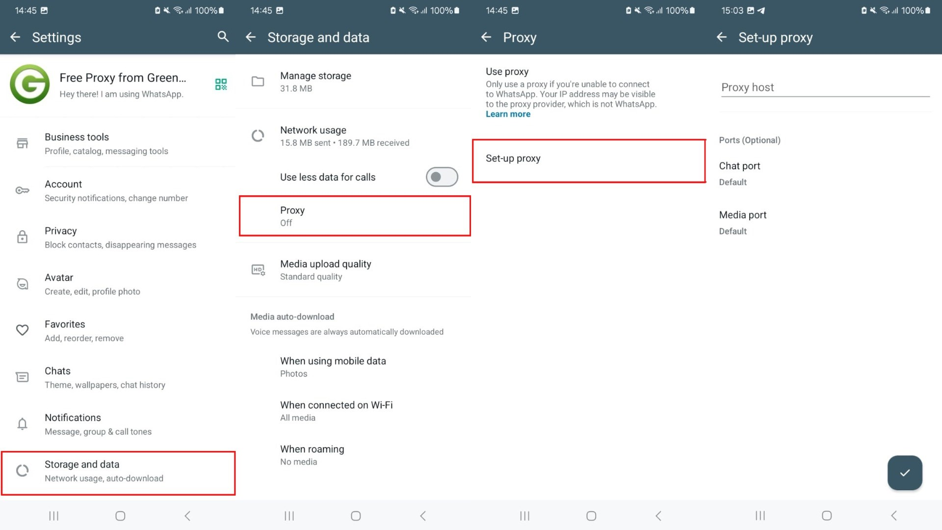 Proxy settings on android