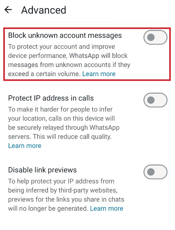 Block unknown in WA UI