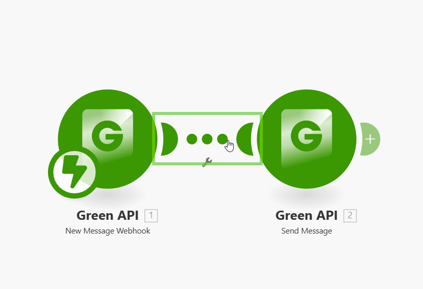 Image with click on the connection between receiving and sending a message