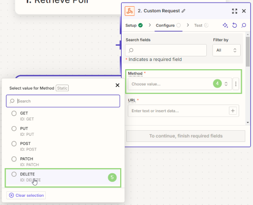 Image. Selecting the method type