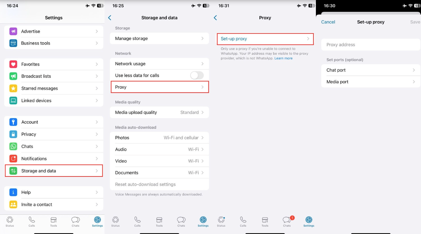 הגדרות proxy ב-iPhone